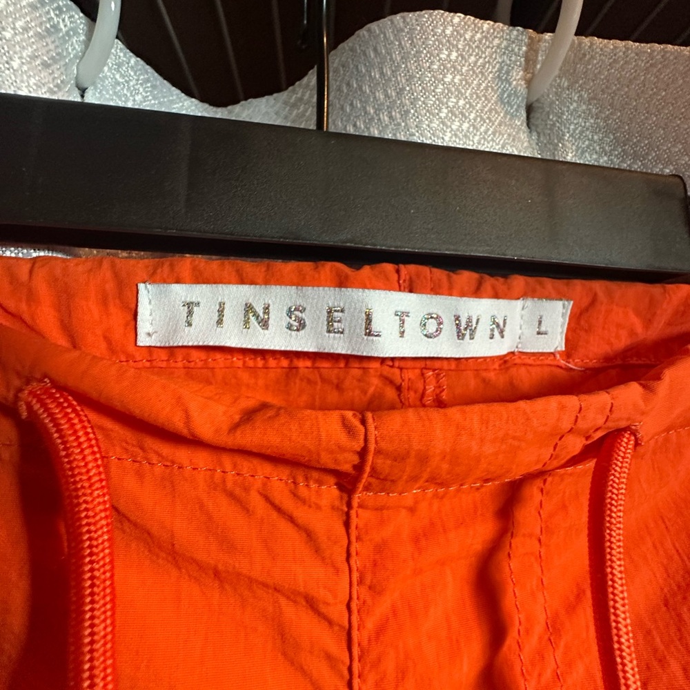 Tinseltown Bright Orange Parachute Pants | Y2K Utility Streetwear Style - Picture 3 of 9